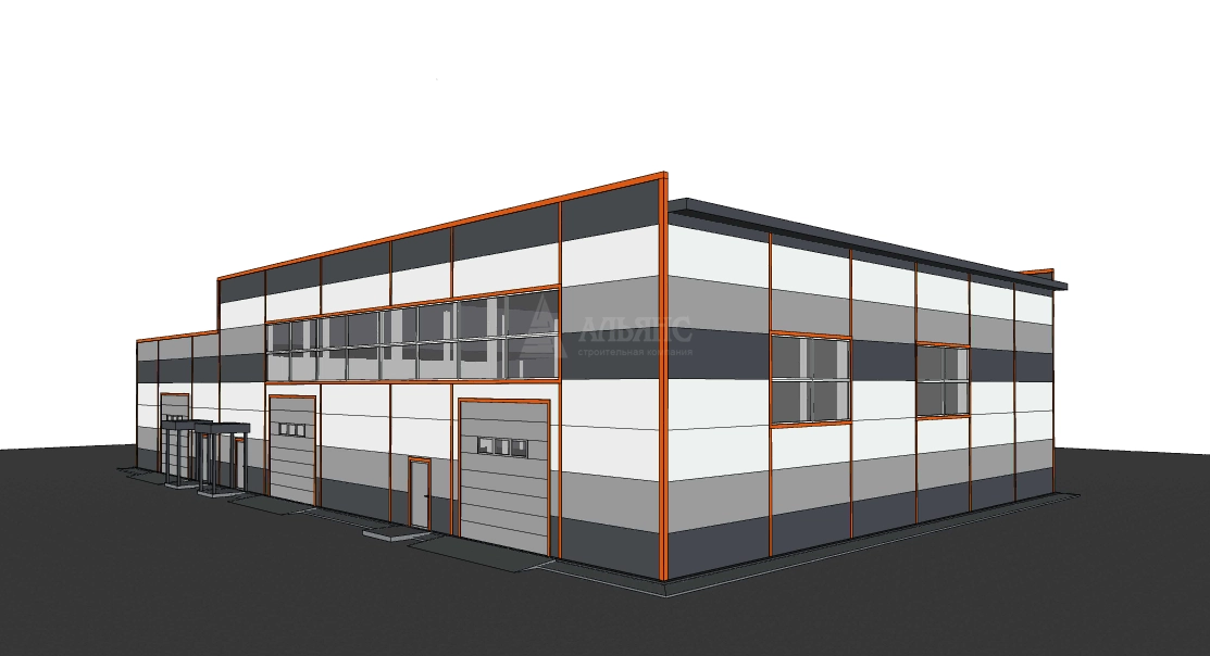 3D визуализация Проект СТО из сэндвич-панелей - фото 8